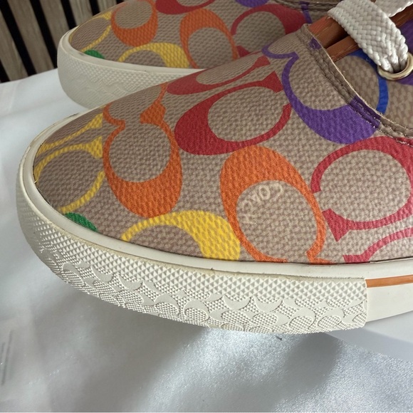 NEW 🌈 COACH 🌸 Women's Citysole Skate Sneakers in the Rainbow Signature Canvas ‼️ - Picture 7 of 12